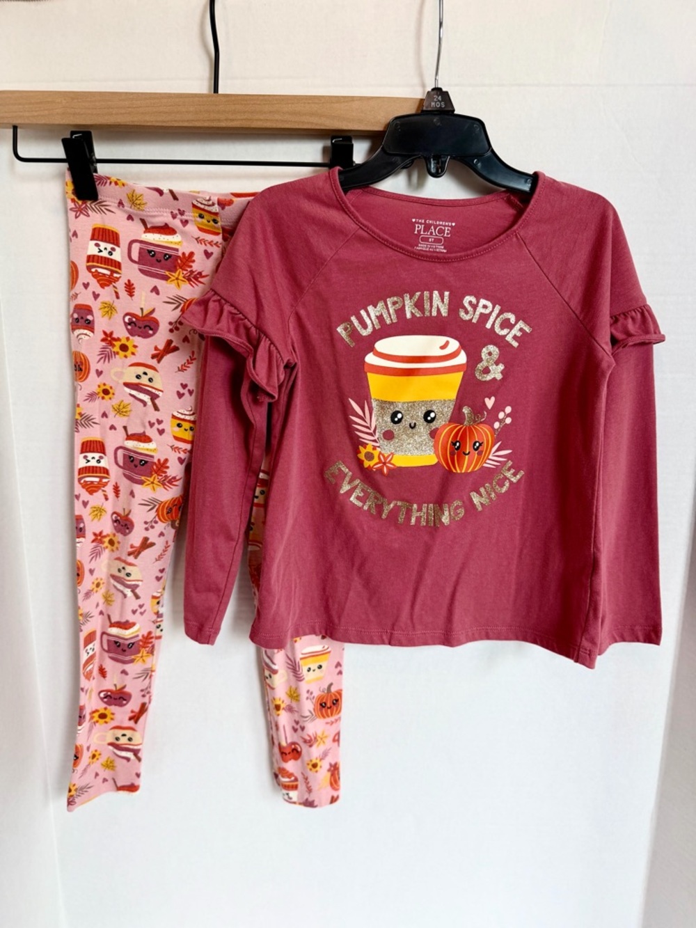 The Children's Place Girls Pumpkin Spice Pajama Set - Dusty Rose Like New